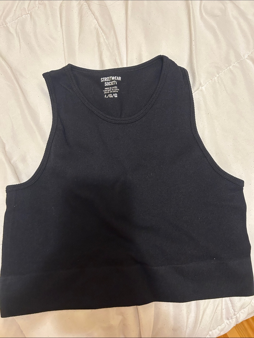 Streetwear Society Black Ribbed Crewneck Crop Tank